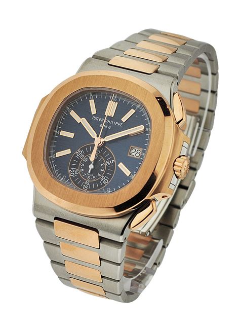 patek philippe nautilus 5980 chronograph two tone case blue dial|5980 60g nautilus.